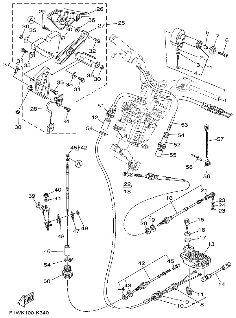 Yamaha F1WM CONTROL CABLE parts diagram